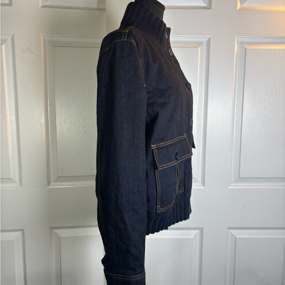 Lauren Jeans Co. Vintage Dark Blue Jean Quilted Denim Bomber Jacket - Picture 6 of 15